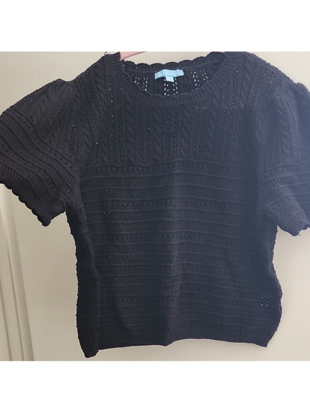 ⛱️🔥Draper James - Black Short Sleeve Cable Knit Sweater - XL